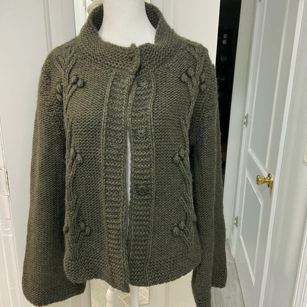 NWOT Elsamanda Made in Italy Cozy Olive Green Knit Sweater - Picture 1 of 7